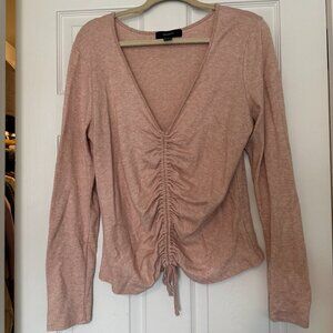 Forever 21 Pink Long Sleeve Ruched Top 2x